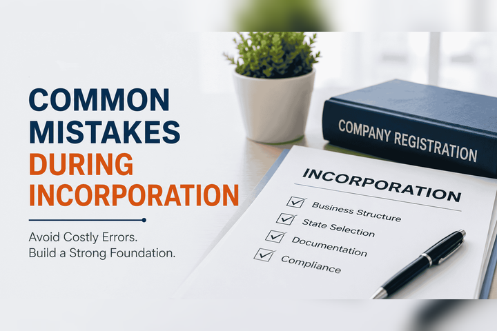 Business incorporation checklist highlighting common mistakes entrepreneurs should avoid when starting a business in the USA.
